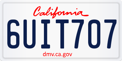 CA license plate 6UIT707