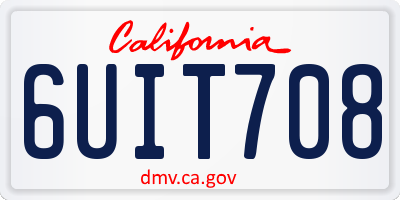 CA license plate 6UIT708