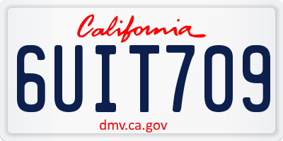 CA license plate 6UIT709