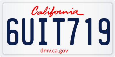 CA license plate 6UIT719