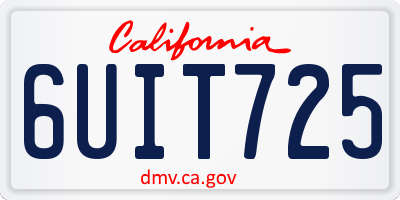 CA license plate 6UIT725