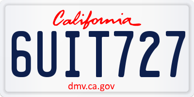 CA license plate 6UIT727