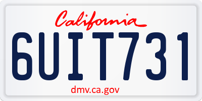 CA license plate 6UIT731