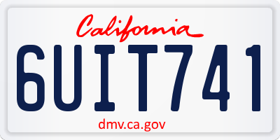 CA license plate 6UIT741