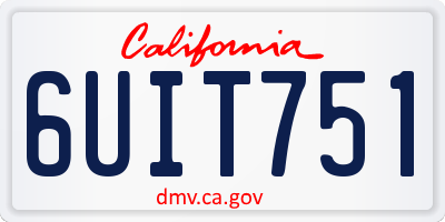 CA license plate 6UIT751