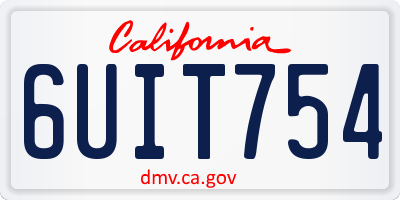 CA license plate 6UIT754