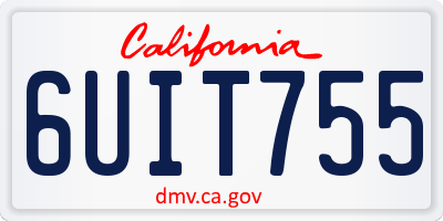 CA license plate 6UIT755