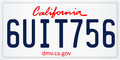 CA license plate 6UIT756