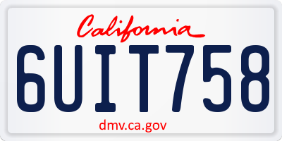 CA license plate 6UIT758