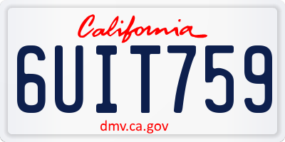 CA license plate 6UIT759