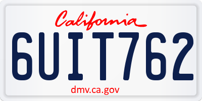CA license plate 6UIT762
