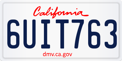 CA license plate 6UIT763