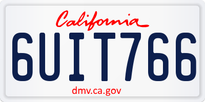 CA license plate 6UIT766