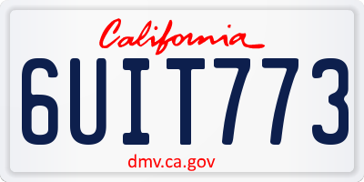 CA license plate 6UIT773