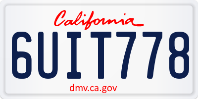 CA license plate 6UIT778