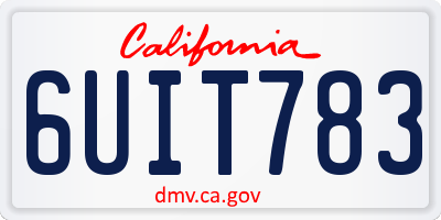 CA license plate 6UIT783