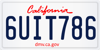 CA license plate 6UIT786