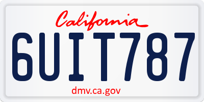 CA license plate 6UIT787