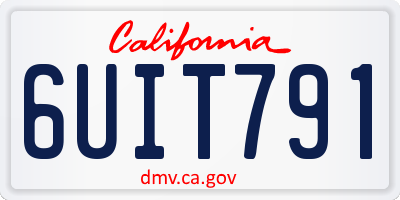 CA license plate 6UIT791