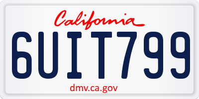 CA license plate 6UIT799