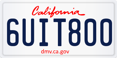 CA license plate 6UIT800