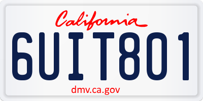 CA license plate 6UIT801