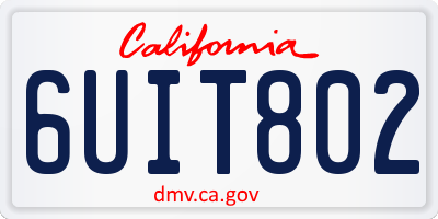 CA license plate 6UIT802