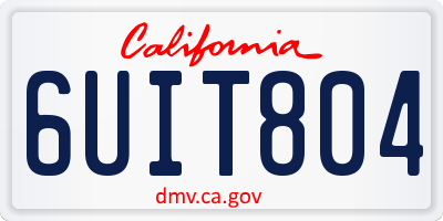 CA license plate 6UIT804