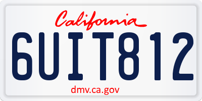 CA license plate 6UIT812