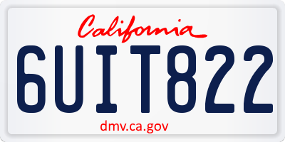 CA license plate 6UIT822