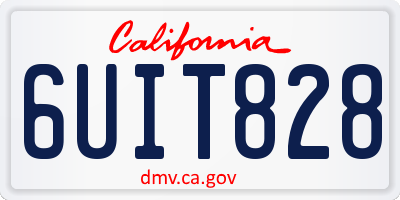 CA license plate 6UIT828