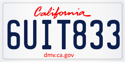 CA license plate 6UIT833