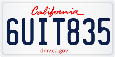 CA license plate 6UIT835