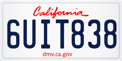 CA license plate 6UIT838