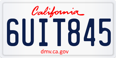 CA license plate 6UIT845