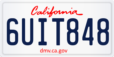 CA license plate 6UIT848