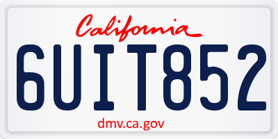 CA license plate 6UIT852