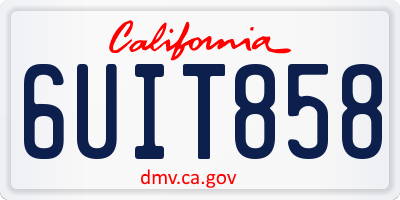 CA license plate 6UIT858