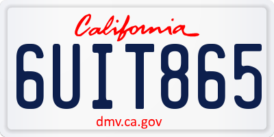 CA license plate 6UIT865