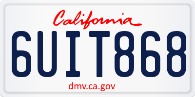 CA license plate 6UIT868