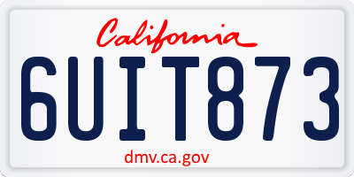 CA license plate 6UIT873