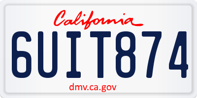 CA license plate 6UIT874