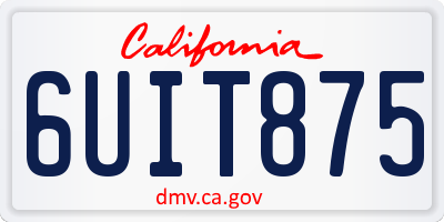 CA license plate 6UIT875