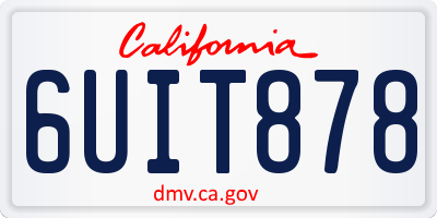 CA license plate 6UIT878
