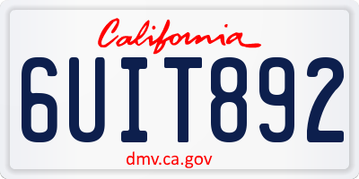 CA license plate 6UIT892