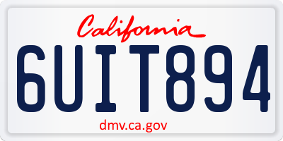 CA license plate 6UIT894