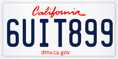 CA license plate 6UIT899