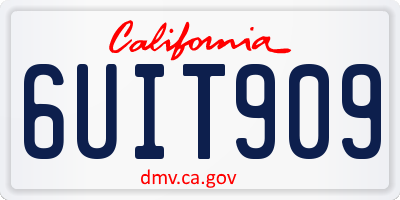 CA license plate 6UIT909