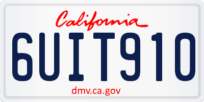 CA license plate 6UIT910