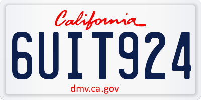 CA license plate 6UIT924